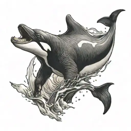 elephant wolf orca  tattoo design idea
