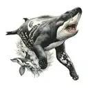 elephant wolf orca  tattoo design idea