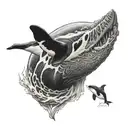 elephant wolf orca  tattoo design idea