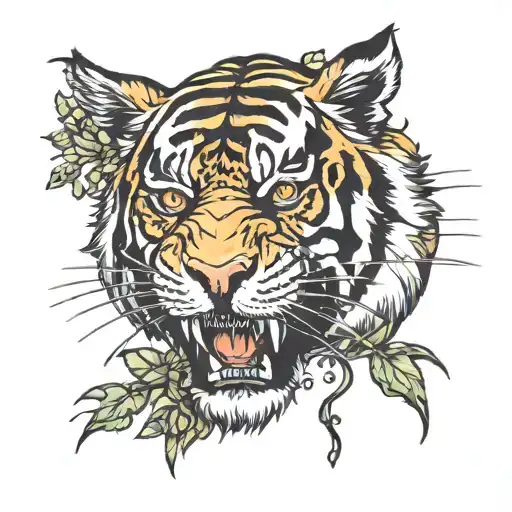zombie tiger head tattoo design idea