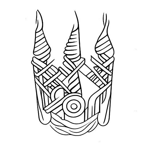 wooden stick with forked top tattoo design idea