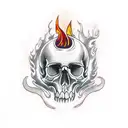Skull with Flames  tattoo design idea