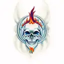 Skull with Flames  tattoo design idea
