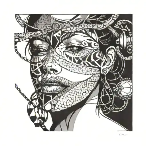 tribal tattoo woman in bondage BDSM  tattoo design idea