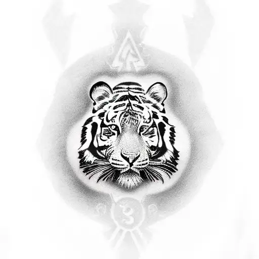 Black and white Tiger tattoo design idea