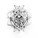 Unique tattoo design combining a cross, a balance scale, a brain, a heart, and a crown of thorns, but with a sketch-style execution. tattoo design idea