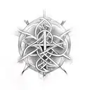 Unique tattoo design combining a cross, a balance scale, a brain, a heart, and a crown of thorns, but with a sketch-style execution. tattoo design idea