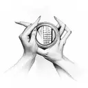 hands touching mirror tattoo design idea