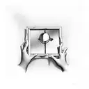 hands touching mirror tattoo design idea