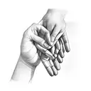 hands touching mirror tattoo design idea