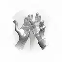 hands inside mirror escaping tattoo design idea