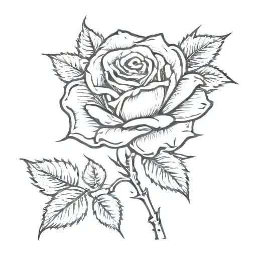 rose with stem tattoo design idea