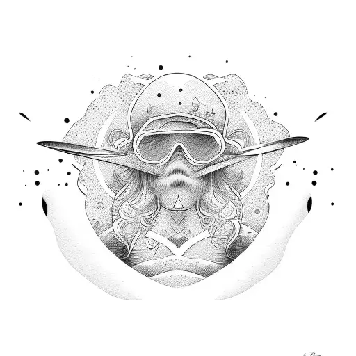 surfer on a sunset tattoo design idea