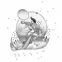 surfer on a sunset tattoo design idea