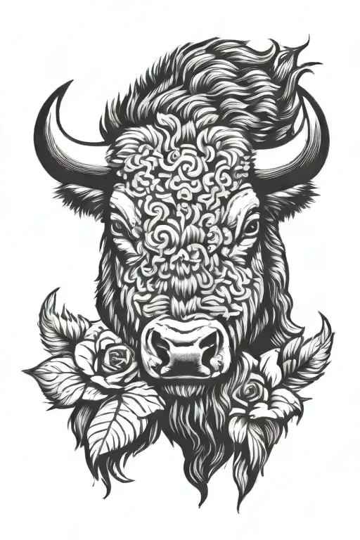 Bison head tattoo design idea