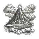 volcano explosion with words "like a volcano" tattoo design idea