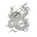 Two symmetrical Japanese dragons on a back  tattoo design idea