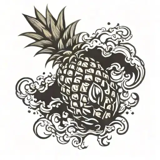 pineapple grenade exploding tattoo design idea