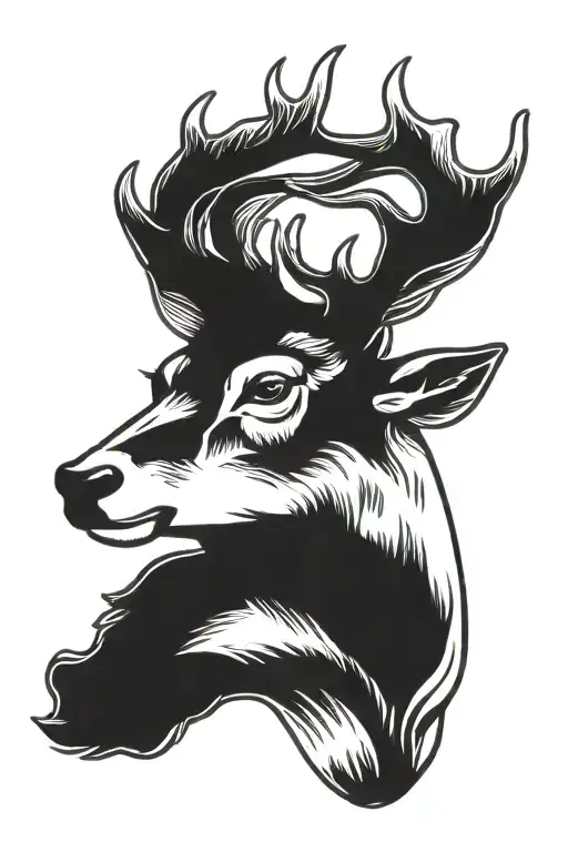 deer head tattoo holding tattoo design idea