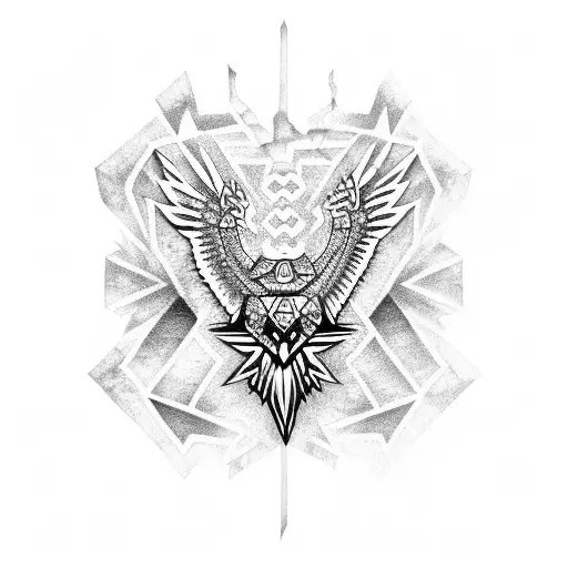 aztec eagle tribal design tattoo design idea