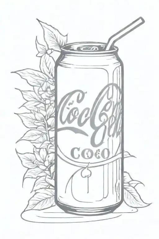 girly, artsy tattoo featuring a Coke Zero logo pronounced can in a sketchy stencil style! tattoo design idea