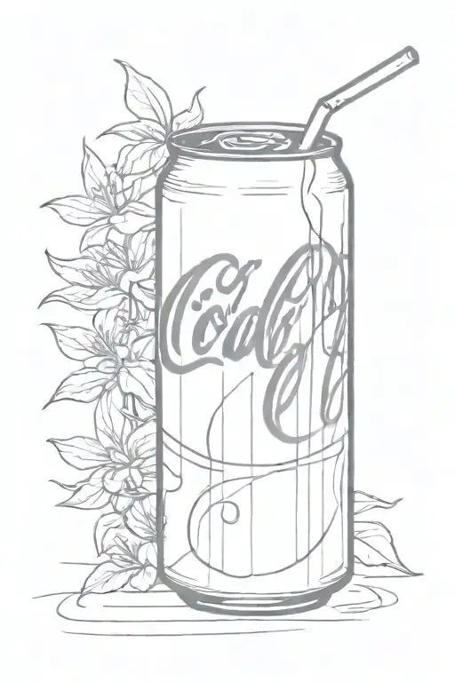 girly, artsy tattoo featuring a Coke Zero logo pronounced can in a sketchy stencil style! tattoo design idea