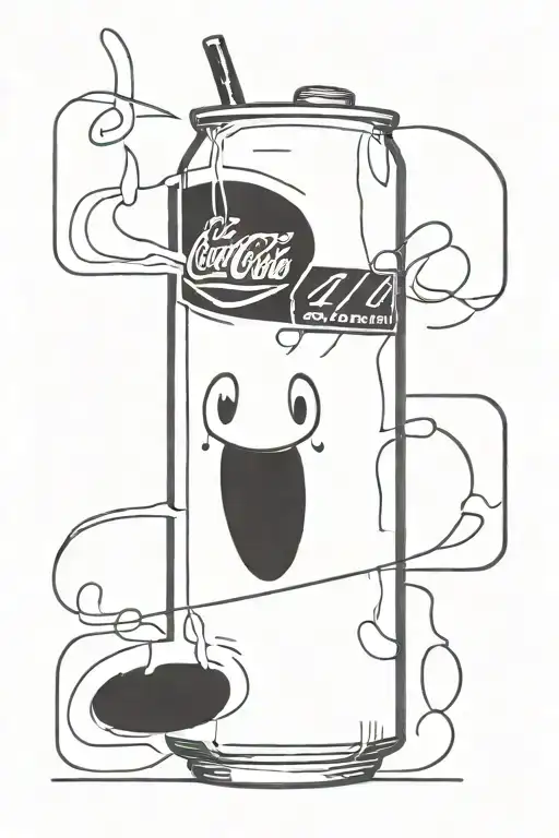Let's ink up a sweet, artsy tattoo featuring a Coke Zero can in a sketchy stencil style! tattoo design idea