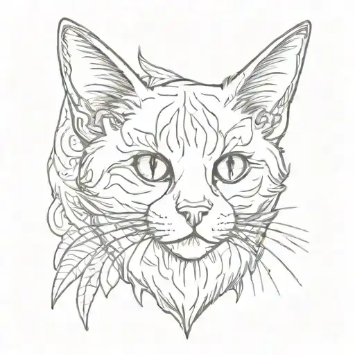 tabby cat with devil wings tattoo design idea