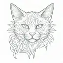 tabby cat with devil wings tattoo design idea