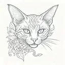 tabby cat with devil wings tattoo design idea