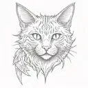 tabby cat with devil wings tattoo design idea