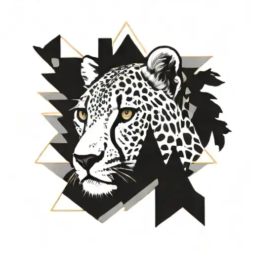 cheetah  tree time tattoo design idea