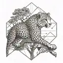 cheetah  eagle rock tree tattoo design idea