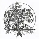 cheetah  eagle rock tree tattoo design idea
