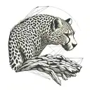 cheetah  eagle rock tree tattoo design idea
