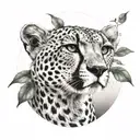 cheetah  tree time tattoo design idea
