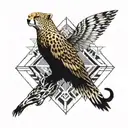  cheetah with eagle flying tattoo design idea
