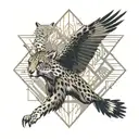  cheetah with eagle flying tattoo design idea