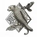  cheetah with eagle flying tattoo design idea