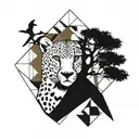 cheetah  tree time tattoo design idea