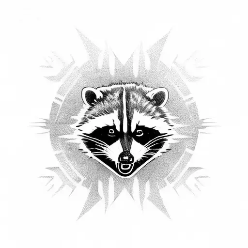Angry raccoon tattoo design idea