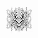 A blackwork illustration of a Twisted tea can with intricate patterns tattoo design idea