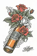 red roses and beer bottle tattoo design idea