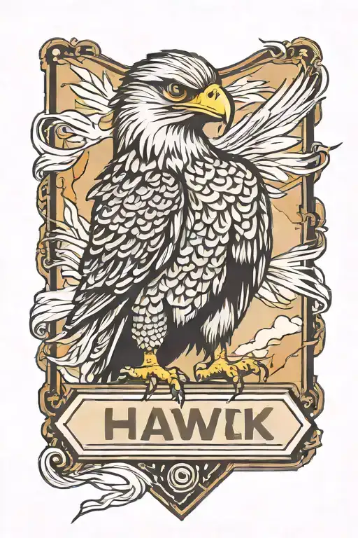hawk on road sign  tattoo design idea