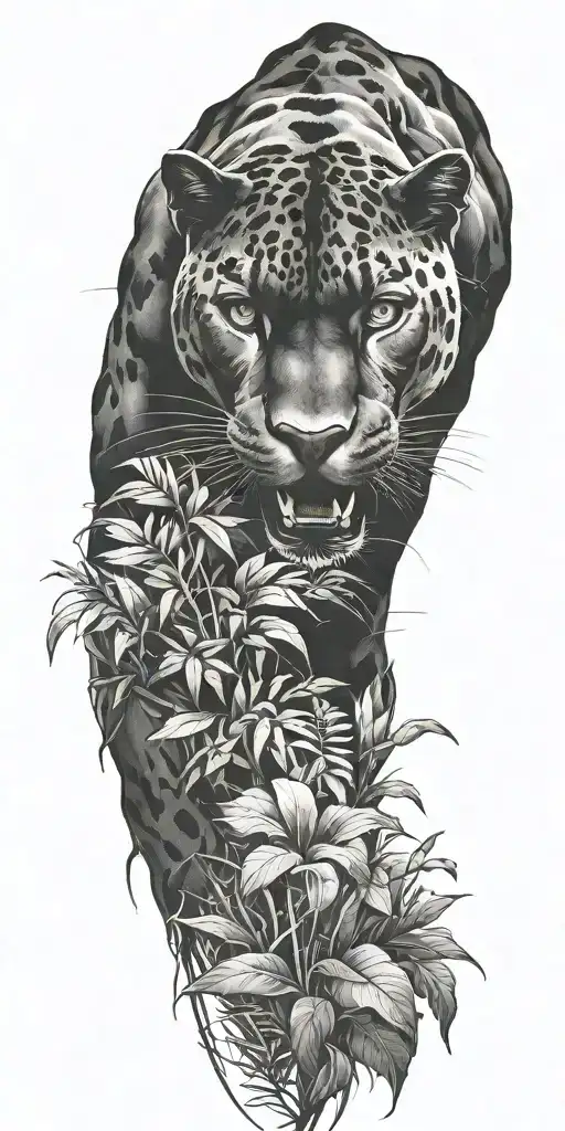 panther in a jungle    tattoo design idea