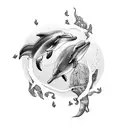 dolphin and dragon mother and son matching tatoo tattoo design idea