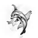 dolphin and dragon mother and son matching tatoo tattoo design idea
