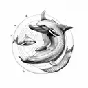 dolphin and dragon mother and son matching tatoo tattoo design idea