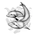 dolphin and dragon mother and son matching tatoo tattoo design idea