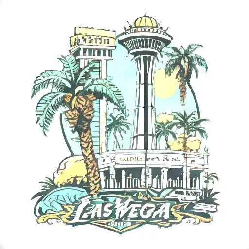 Las Vegas, Philadelphia eagles, tower of the americas, palm tree, hotel california tattoo design idea